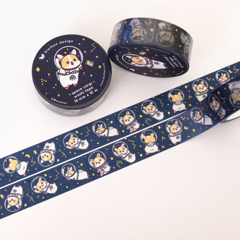 Space Corgi Gold Foil Washi Tape