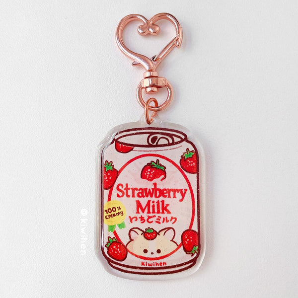 Strawberry Milk Corgi Acrylic Charm