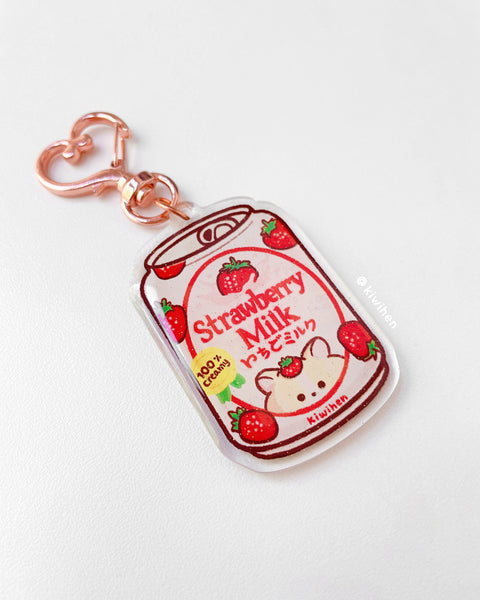 Strawberry Milk Corgi Acrylic Charm