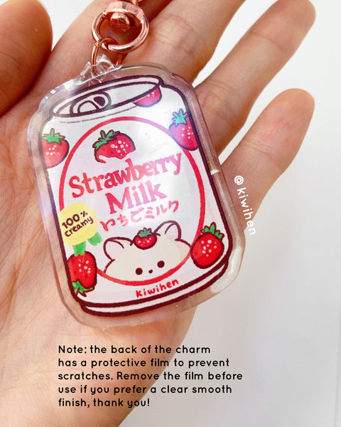 Strawberry Milk Corgi Acrylic Charm