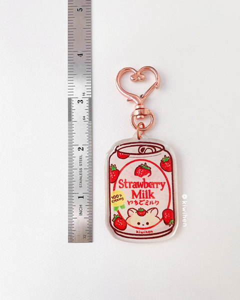 Strawberry Milk Corgi Acrylic Charm