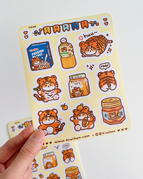 Sticker Sheet Corgi Tiger