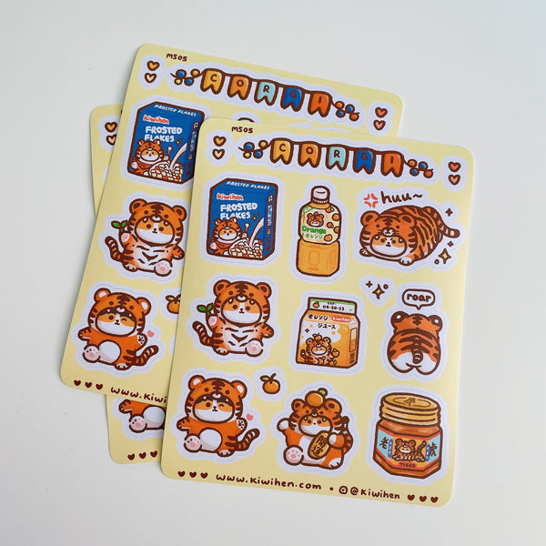 Sticker Sheet Corgi Tiger